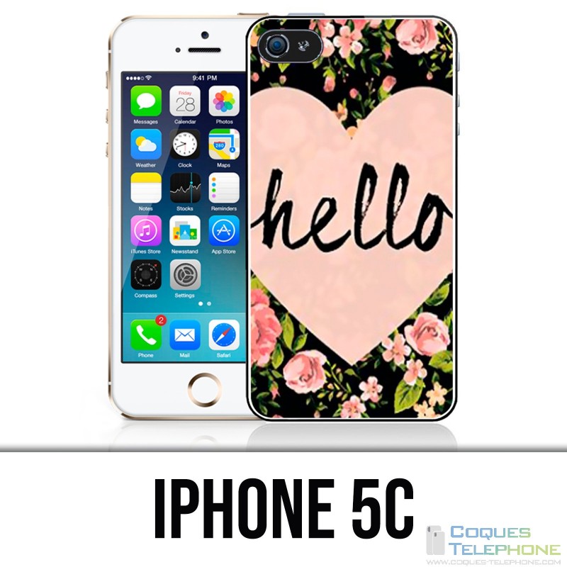 Coque iPhone 5C - Hello Coeur Rose