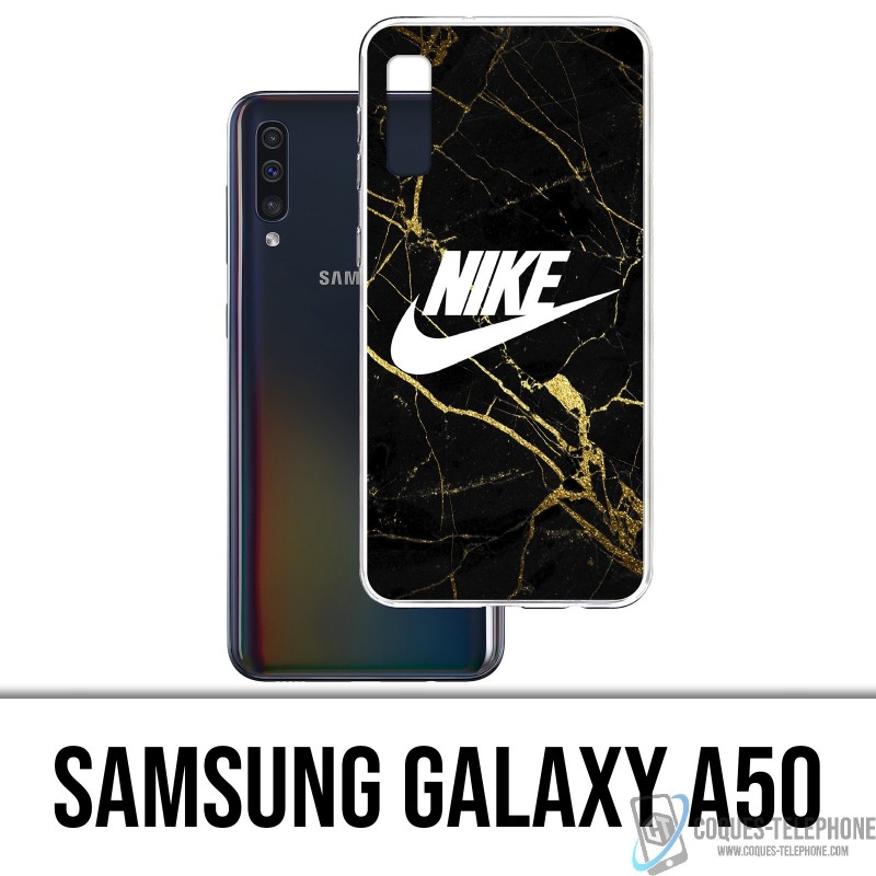 Coque Samsung Galaxy A50 - Nike Logo Gold Marbre