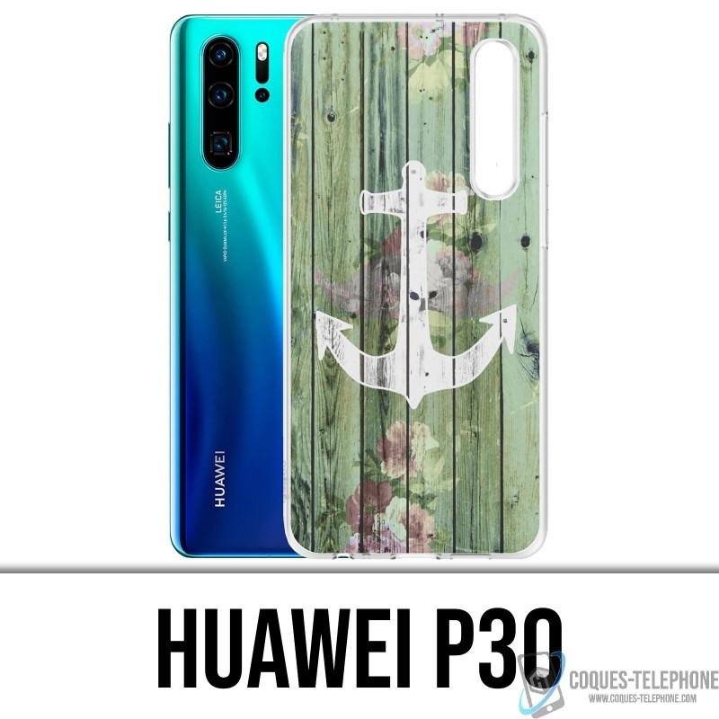 Coque Huawei P30 - Ancre Marine Bois