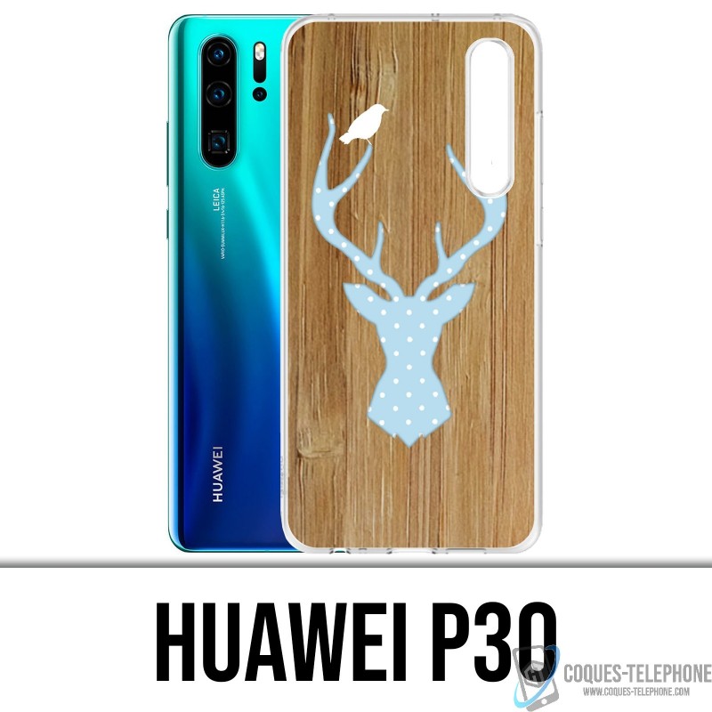 Coque Huawei P30 - Cerf Bois Oiseau