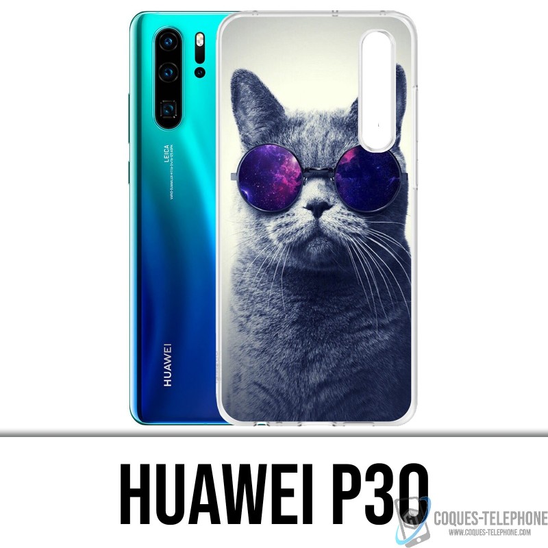 Huawei P30 Case - Cat Galaxy-Brille
