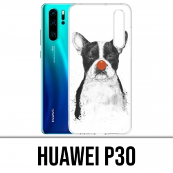 Huawei P30 Custodia - Bulldog Dog Clown
