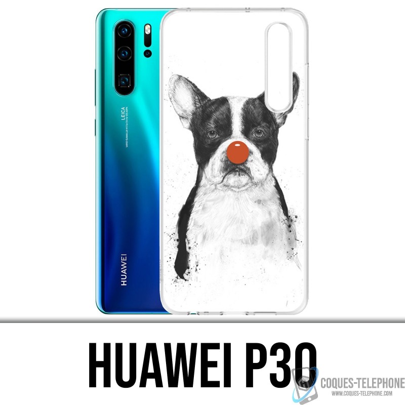 Huawei P30 Custodia - Bulldog Dog Clown