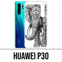 Coque Huawei P30 - Éléphant Aztèque Noir Et Blanc
