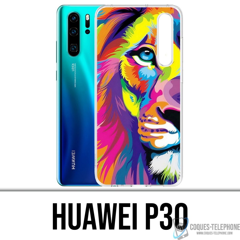 Coque Huawei P30 - Lion Multicolore