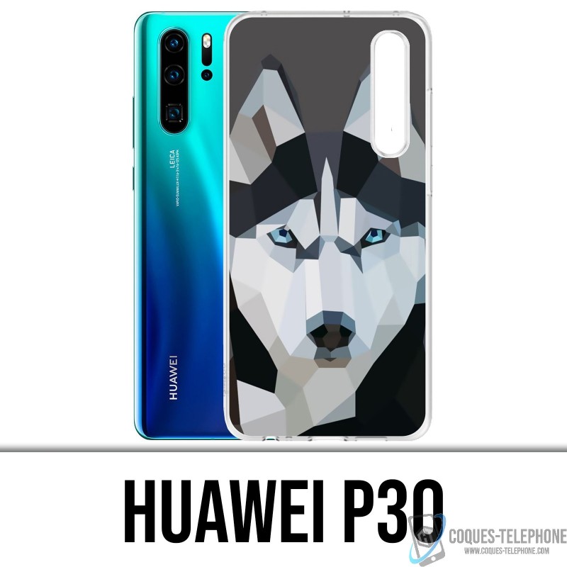 Coque Huawei P30 - Loup Husky Origami