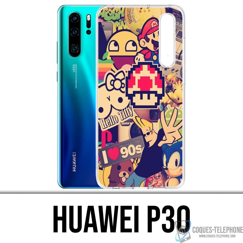 Case Huawei P30 - Vintage-Aufkleber 90S
