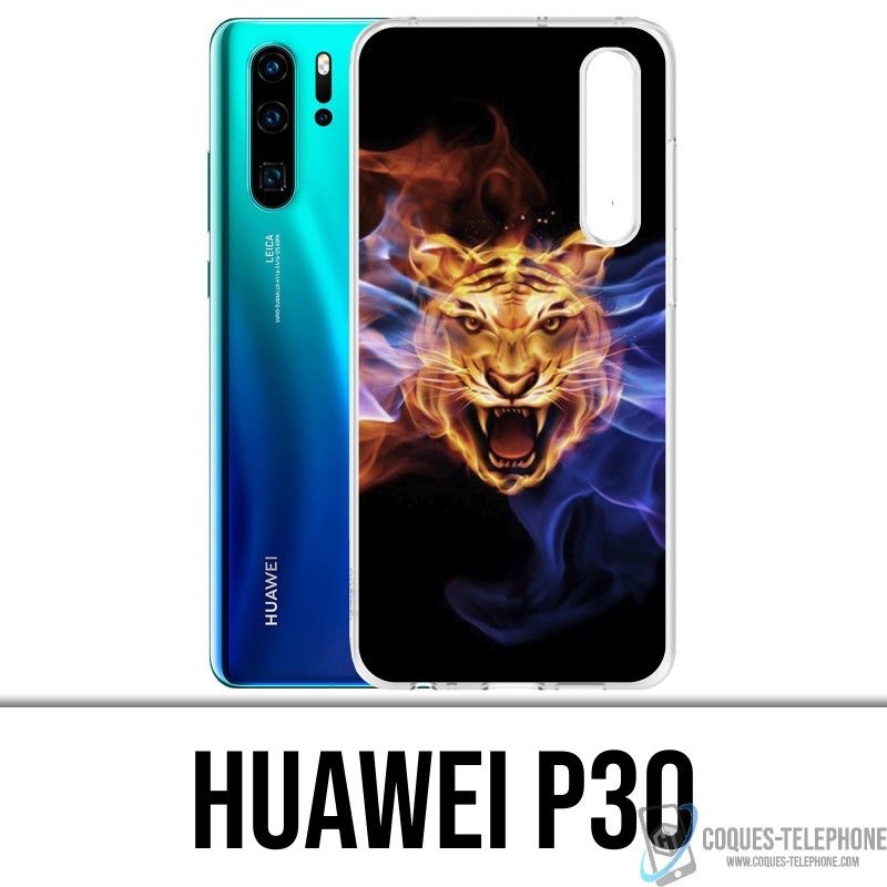 Case Huawei P30 - Flame Tiger