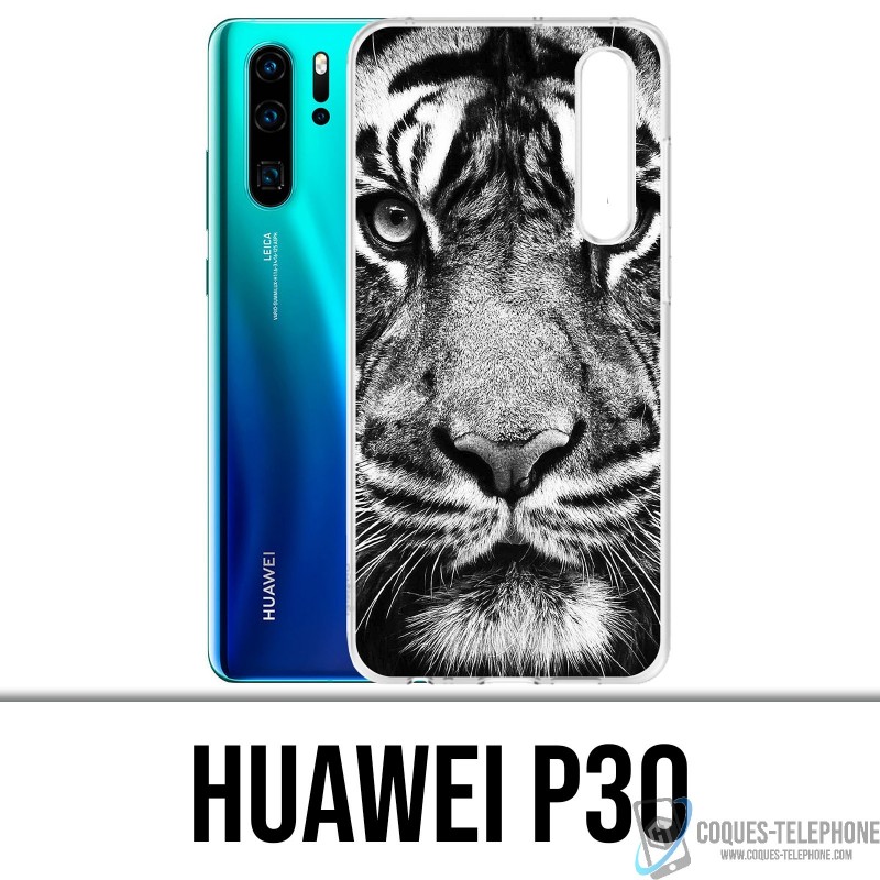 Funda Huawei P30 - Tigre Blanco y Negro