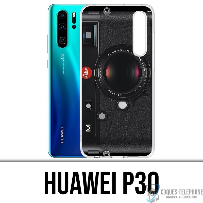 Huawei P30 Custodia - Vintage Camera Black