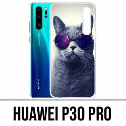 Coque Huawei P30 PRO - Chat Lunettes Galaxie