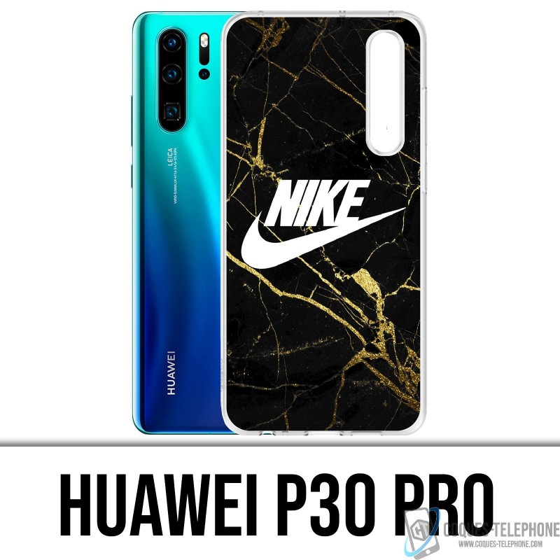 Huawei P30 PRO Custodia - Marmo con logo Nike Gold