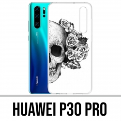 Case Huawei P30 PRO - Schädelkopfrosen Schwarz-Weiß