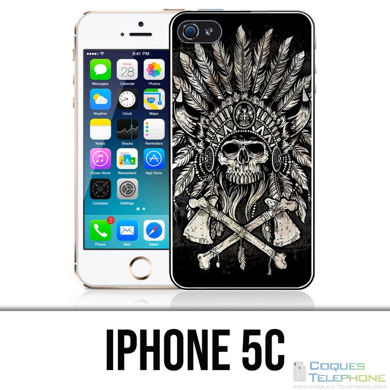 Custodia per iPhone 5C: piume con teschio