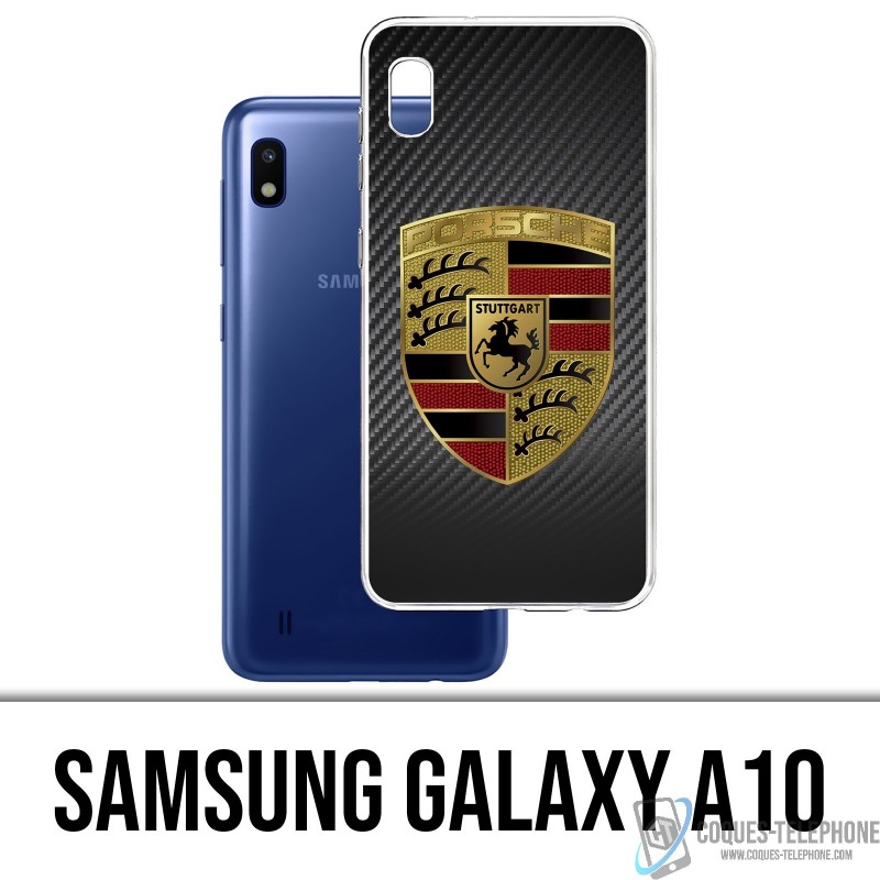 Coque Samsung Galaxy A10 - Porsche logo carbone