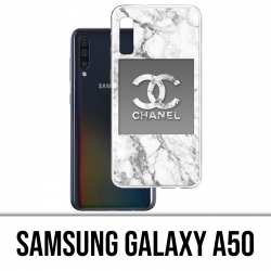 Coque Samsung Galaxy A50 - Chanel Marbre Blanc