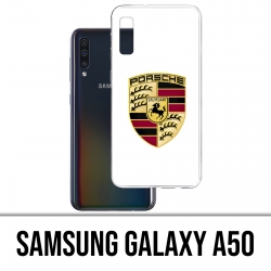Samsung Galaxy A50 Funda - Logotipo blanco de Porsche