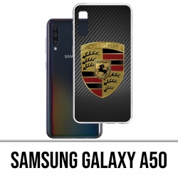 Coque Samsung Galaxy A50 - Porsche logo carbone
