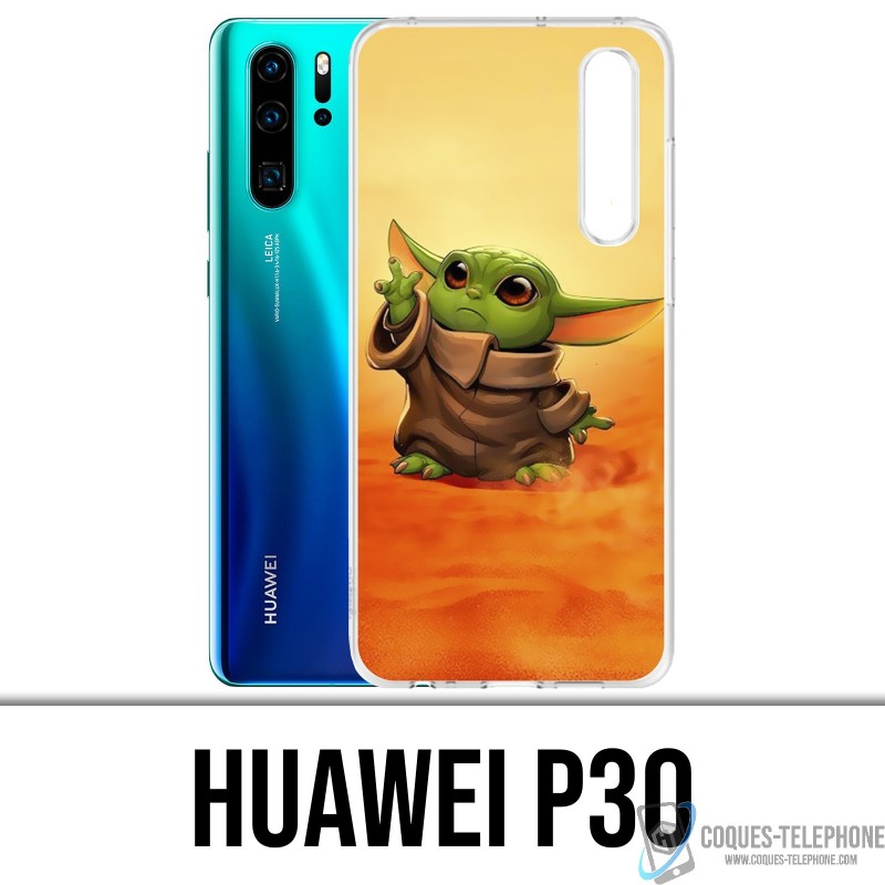 Funda Huawei P30 - Star Wars baby Yoda Fanart