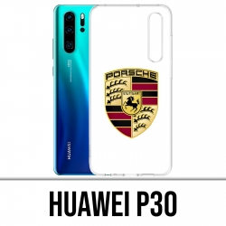 Funda Huawei P30 - Logotipo de Porsche en blanco