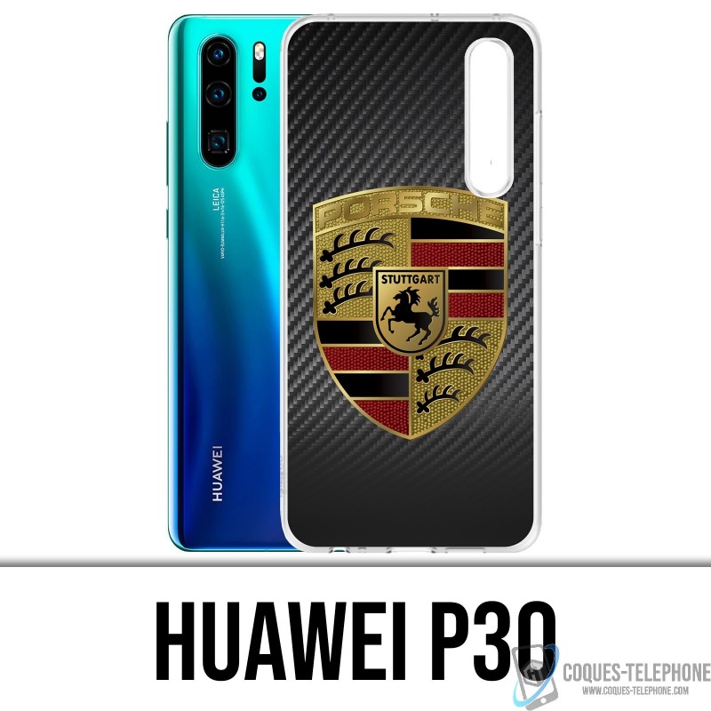 Custodia Huawei P30 - Logo Porsche Carbonio