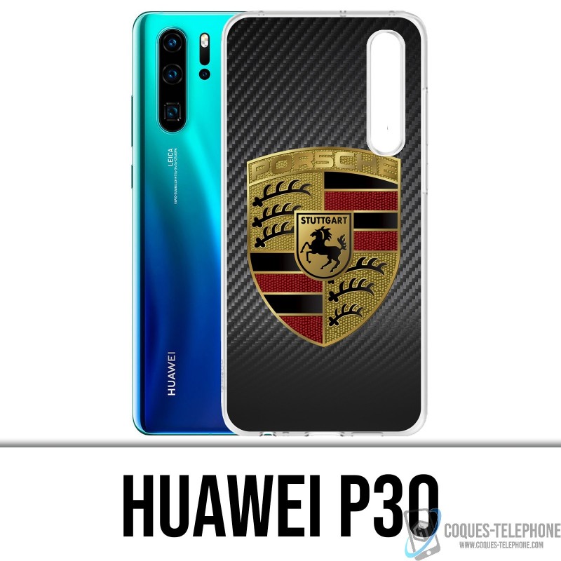 Funda del Huawei P30 - Logotipo del Porsche Carbono