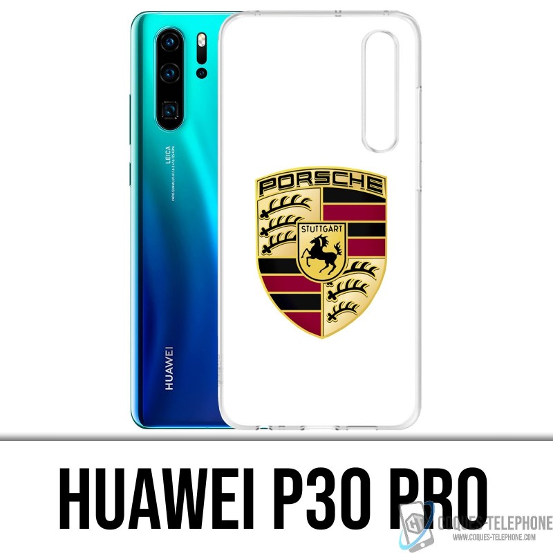Funda Huawei P30 PRO - Logotipo Porsche blanco