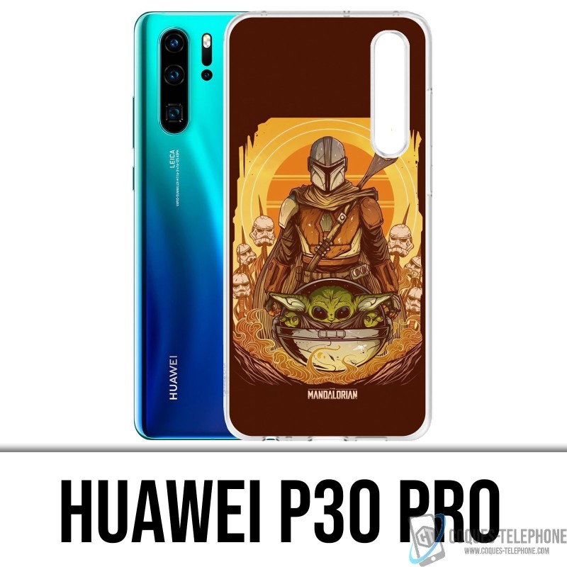 Huawei P30 PRO Custodia - Star Wars Mandalorian Yoda fanart