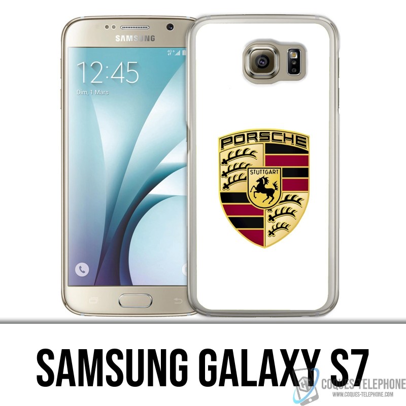 Samsung Galaxy S7 Custodia - Logo Porsche bianco