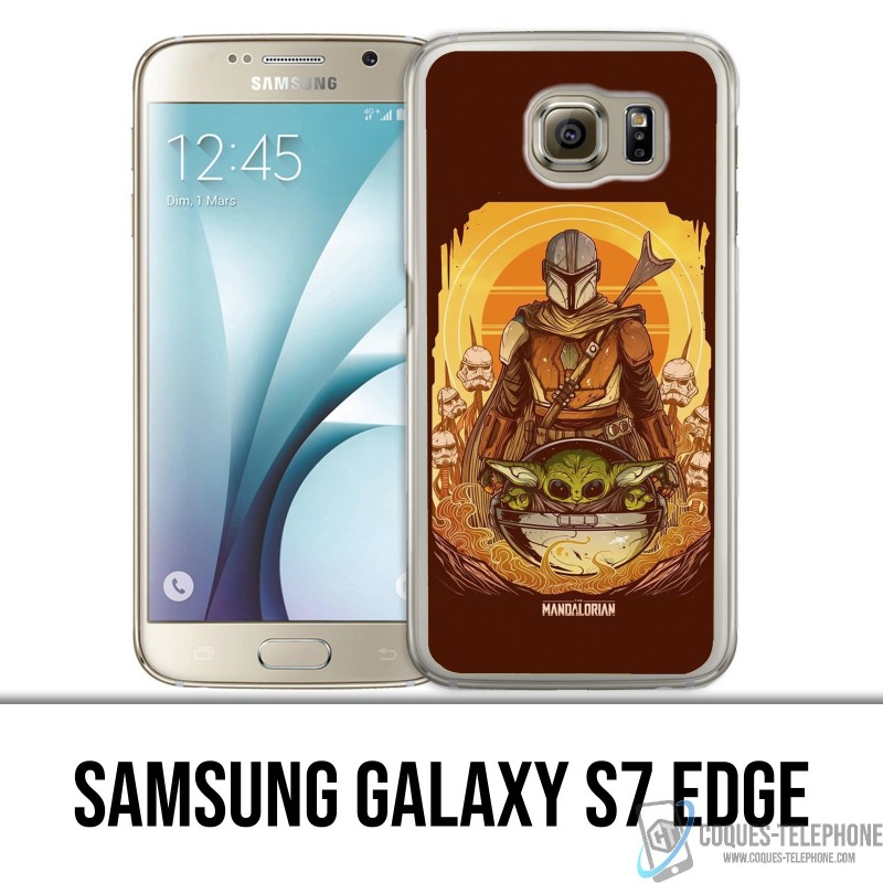 Samsung Galaxy S7 edge Custodia - Star Wars Mandalorian Yoda fanart