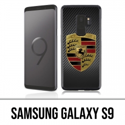 Coque Samsung Galaxy S9 - Porsche logo carbone