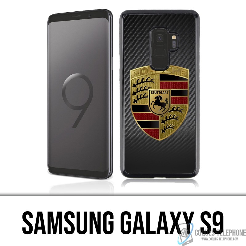 Coque Samsung Galaxy S9 - Porsche logo carbone