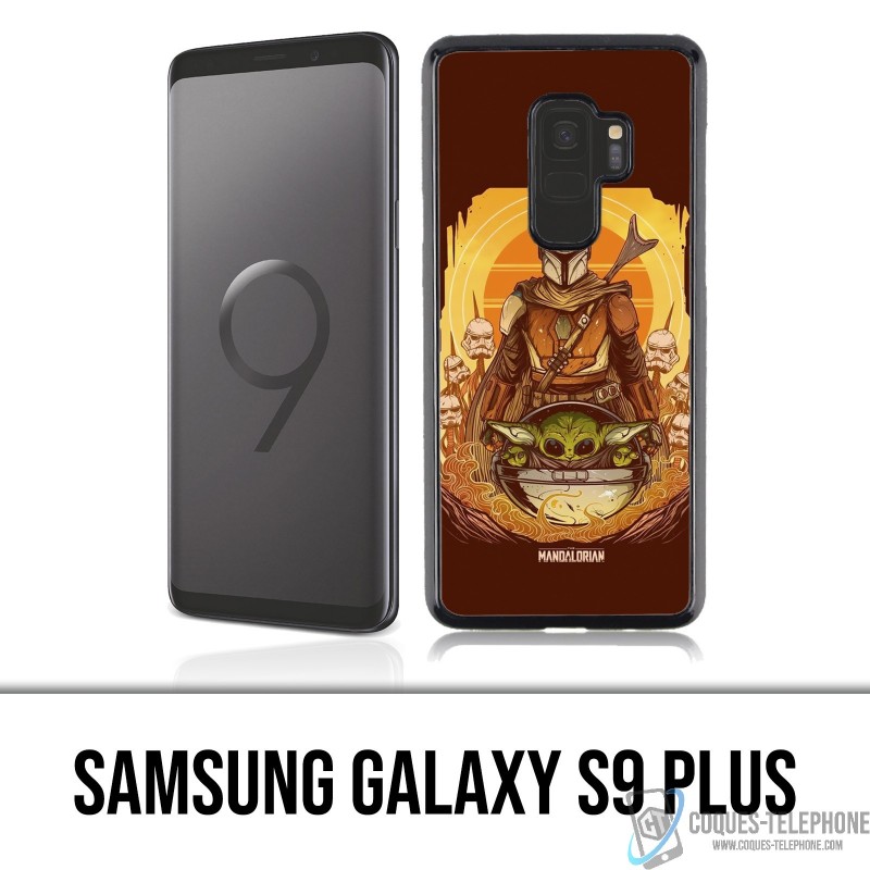 Coque Samsung Galaxy S9 PLUS - Star Wars Mandalorian Yoda fanart