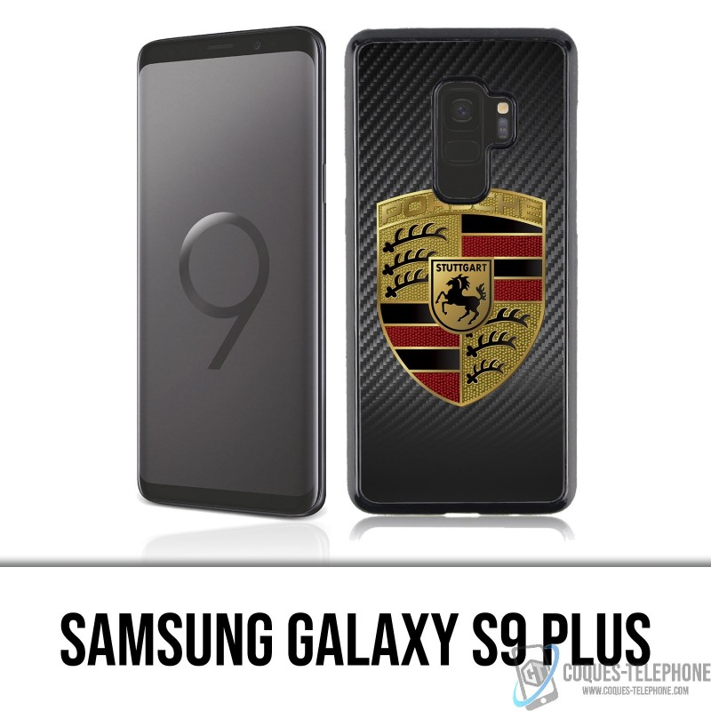 Coque Samsung Galaxy S9 PLUS - Porsche logo carbone