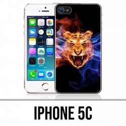 Coque iPhone 5C - Tigre Flammes