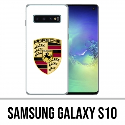 Coque Samsung Galaxy S10 - Porsche logo blanc
