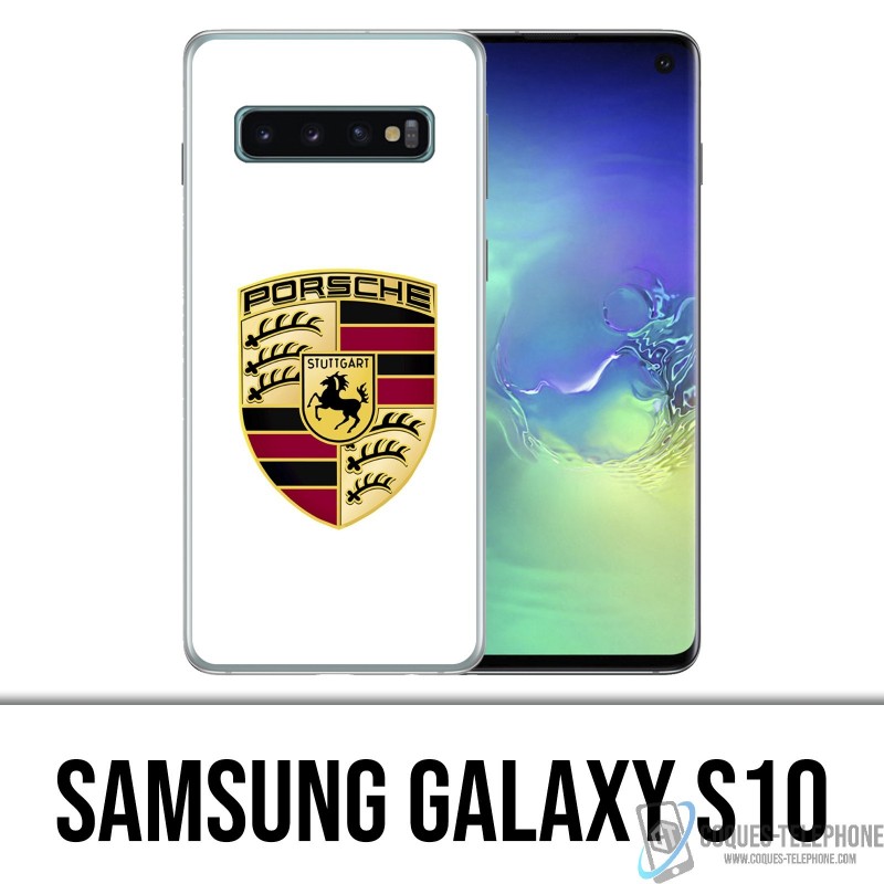 Coque Samsung Galaxy S10 - Porsche logo blanc