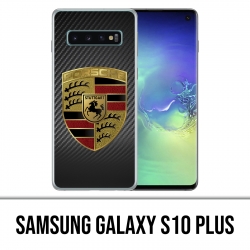 Coque Samsung Galaxy S10 PLUS - Porsche logo carbone