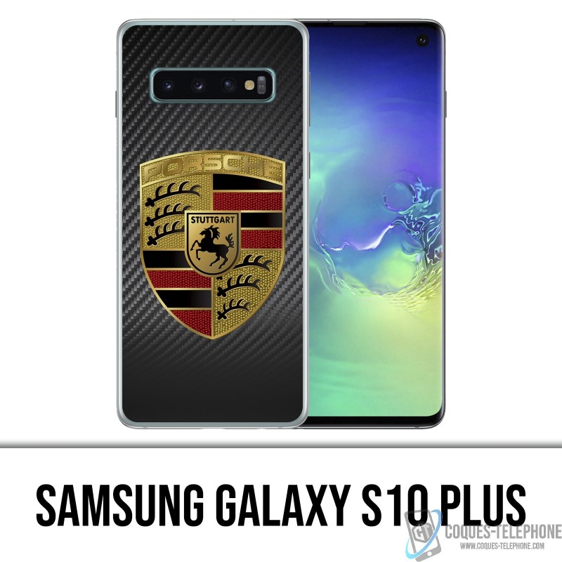 Samsung Galaxy S10 PLUS Funda - Logotipo de carbono de Porsche