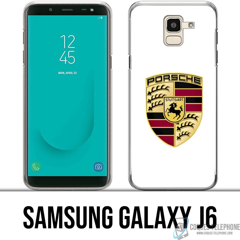 Samsung Galaxy J6 Custodia - Logo Porsche bianco