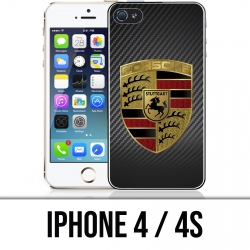 Coque iPhone 4 / 4S - Porsche logo carbone