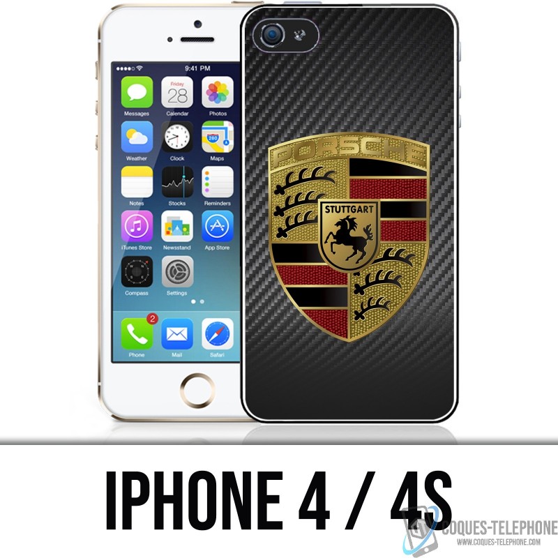 Coque iPhone 4 / 4S - Porsche logo carbone