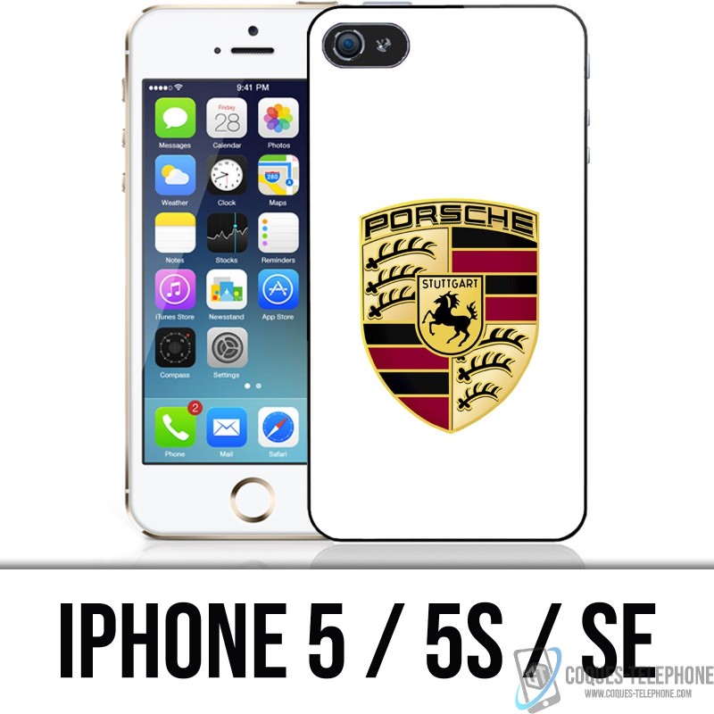 Custodia per iPhone 5 / 5S / SE - Logo Porsche bianco