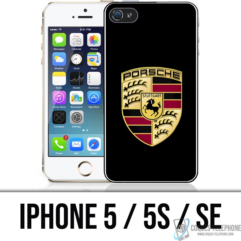 Coque iPhone 5 / 5S / SE - Porsche Logo Noir