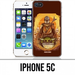 Coque iPhone 5C - Star Wars Mandalorian Yoda fanart