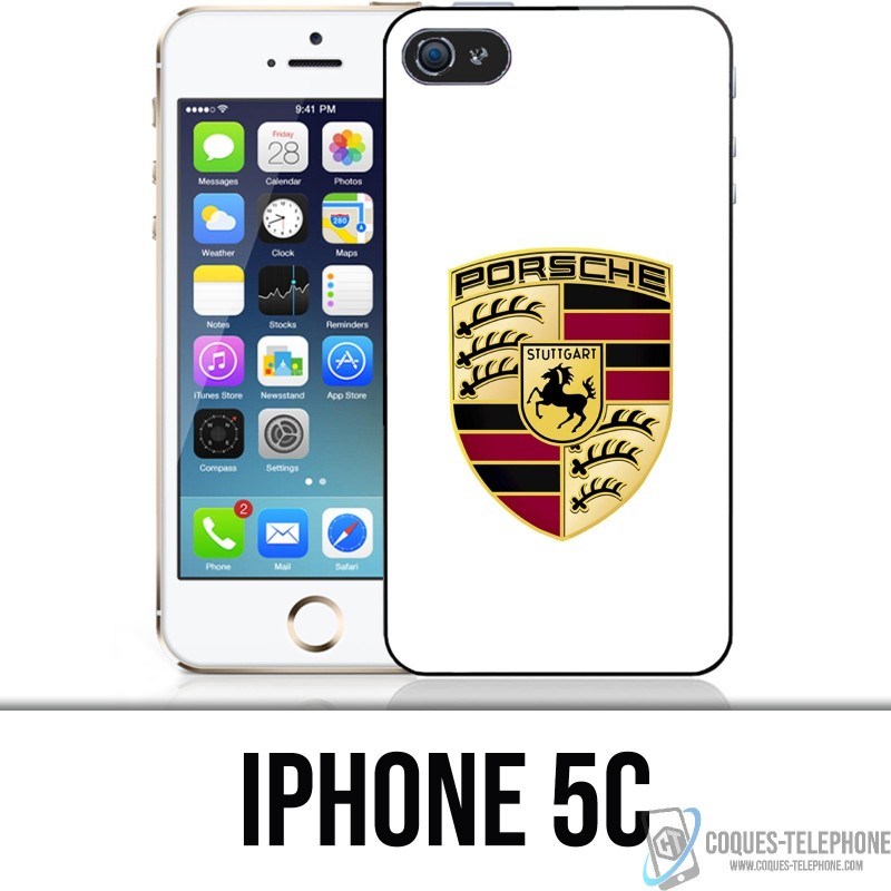 Custodia per iPhone 5C - Logo Porsche bianco
