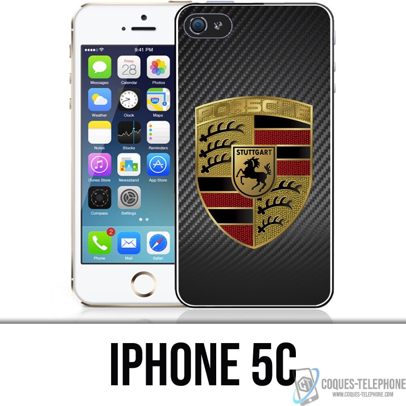 Custodia per iPhone 5C - Logo Porsche in carbonio