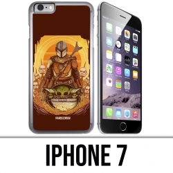 Coque iPhone 7 - Star Wars Mandalorian Yoda fanart