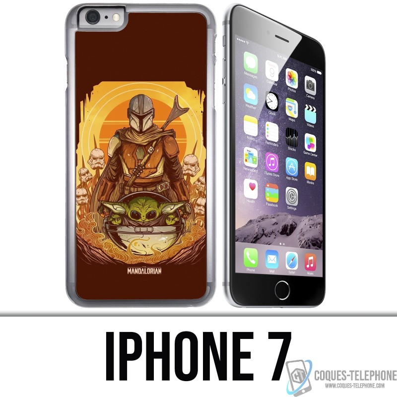Funda para iPhone 7 - fanart de Yoda Mandalorian de Star Wars