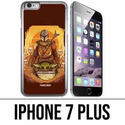 Coque iPhone 7 PLUS - Star Wars Mandalorian Yoda fanart